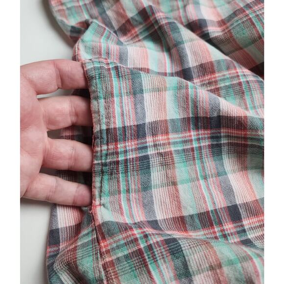 Prana Top Womens XL Bora Bay Gina Plaid pink green half button-up  western - Picture 7 of 12